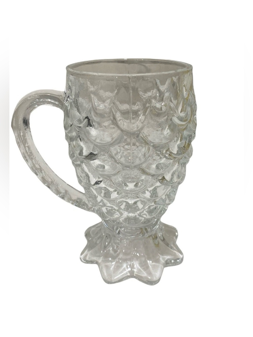 Vintage Style Pineapple Glass Mugs - Set of 6 - Embossed Crystal Clear Juice Cup